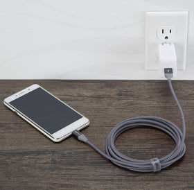 Amazon Basics cable strap length adjustment shows tangle-free storage.