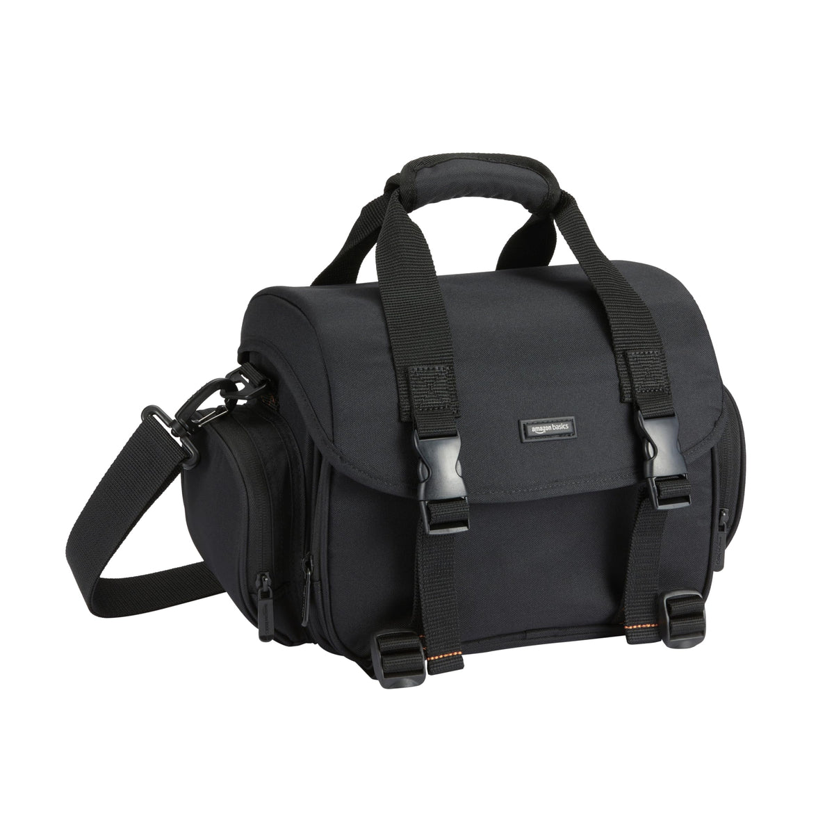 Amazon Basics front view of bag showing durable exterior and secure closure for protection