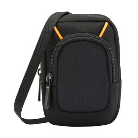 Amazon Basics camera case front view shows padded protection for a compact camera.