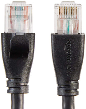 Close-up of Amazon Basics Cat-6 connectors ensuring stable connections