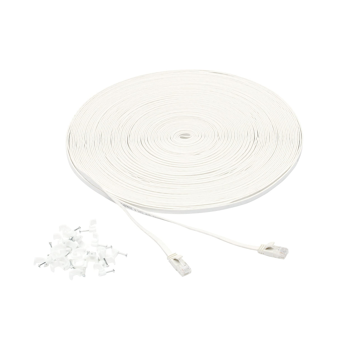 Amazon Basics Cat 6 flat cable 100ft shown for long-run home networking.