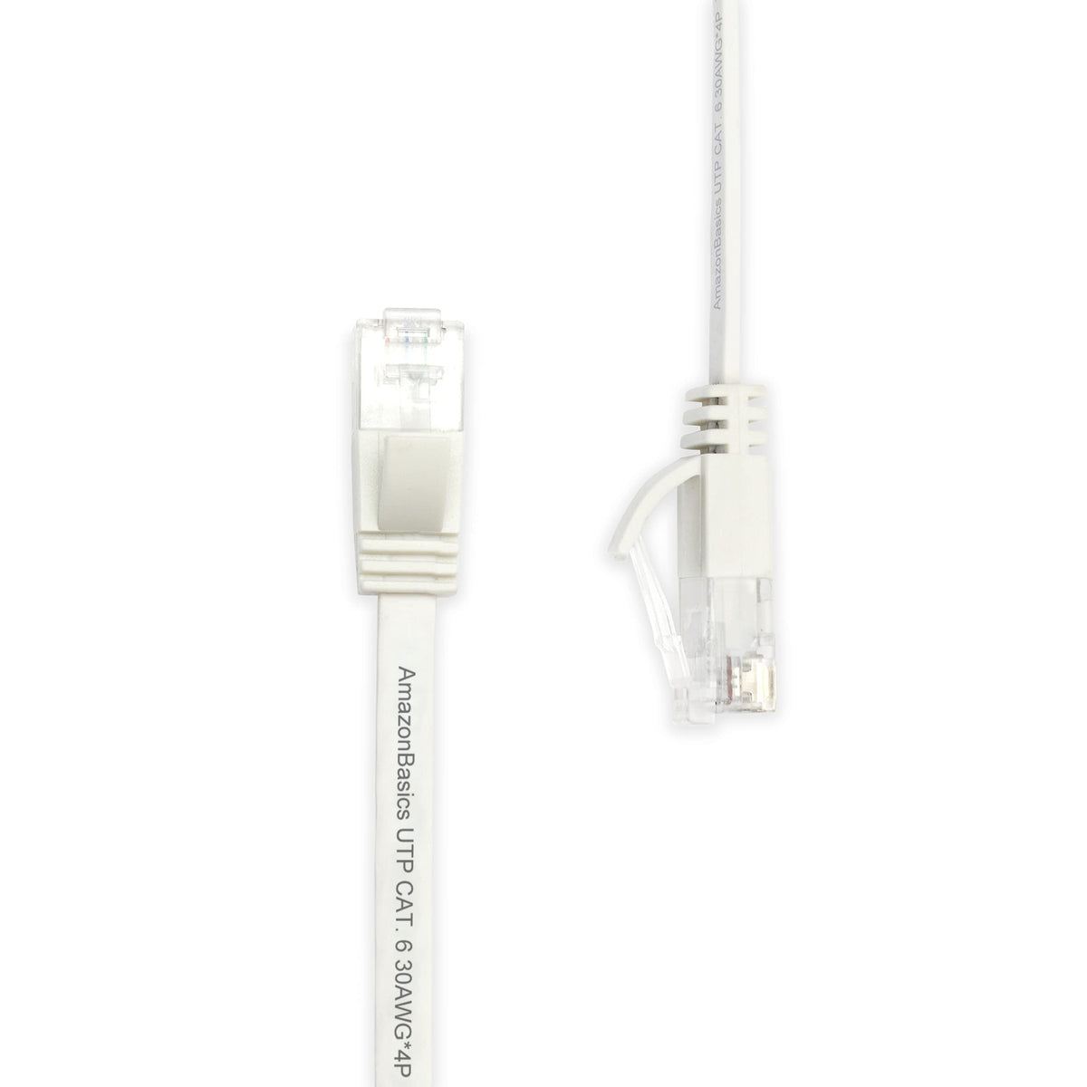 Amazon Basics Cat 6 gold-plated connectors close-up for reliable signal.