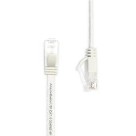 Amazon Basics Cat 6 gold-plated connectors close-up for reliable signal.