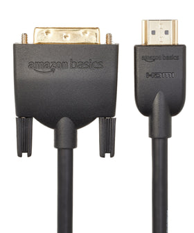 Amazon Basics cable connected to monitor and laptop showing reliable 1080p video