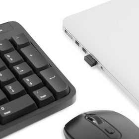 Amazon Basics keyboard and mouse on a tidy desk setup improving comfort for daily work