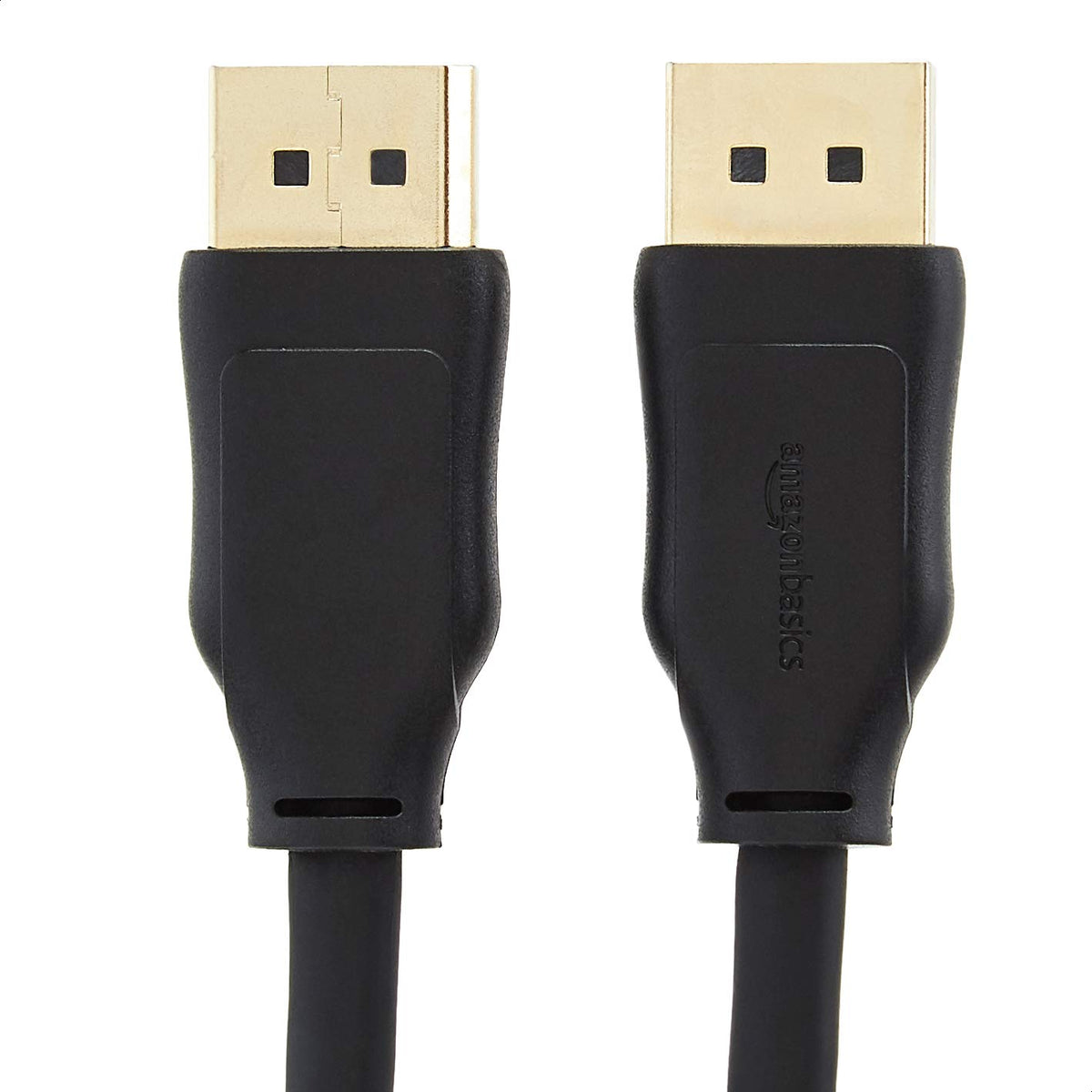 Amazon Basics DisplayPort cable with gold-plated connectors for reliable signal transfer.