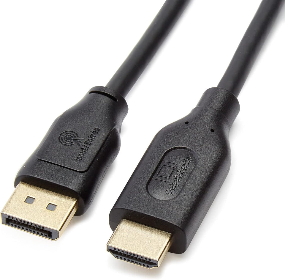 Amazon Basics front view of cable connecting PC to TV for reliable display