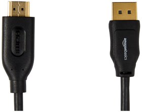 Amazon Basics five-pack of 3-foot DisplayPort to HDMI cables showing multiple spares and tidy setup benefits