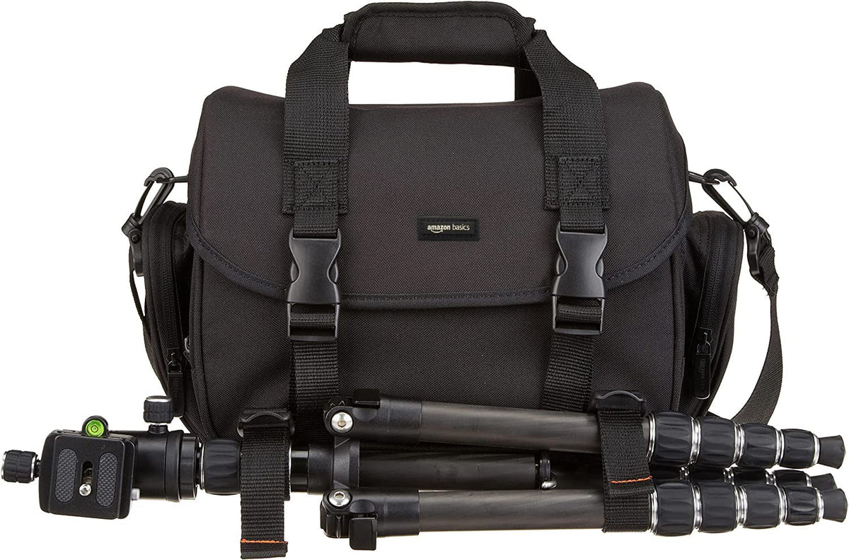 Amazon Basics close-up of adjustable dividers securing lenses and camera body safely