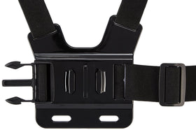Dynamic perspective: chest-mounted GoPro for outdoor adventures with Amazon Basics.