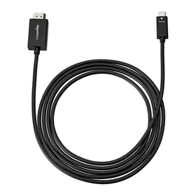 Amazon Basics easy-setup USB-C to HDMI adapter in use with laptop