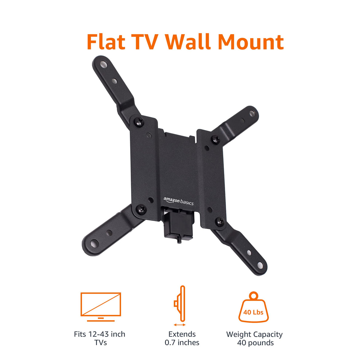 Amazon Basics mount shows included hardware and template for precise installation.