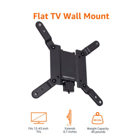 Amazon Basics mount shows included hardware and template for precise installation.