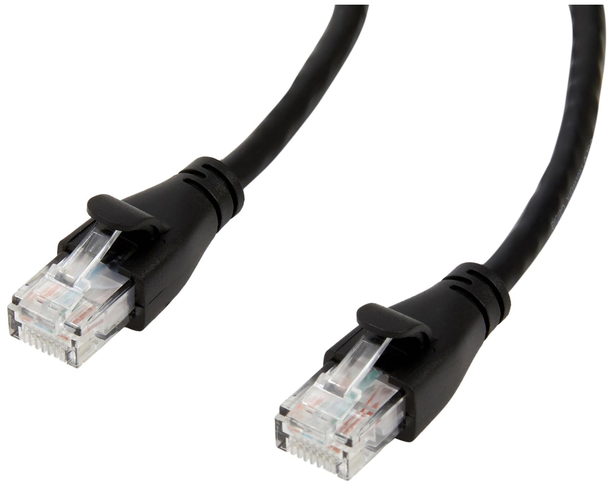 Amazon Basics front packaging showing 10-pack Cat-6 cables for easy bulk setup
