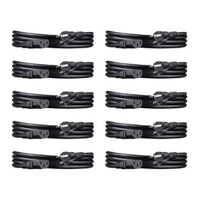 Amazon Basics front packaging showing 10-pack power cords and convenience