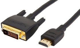 Amazon Basics front packaging showing ten 3-foot HDMI to DVI cables and benefits