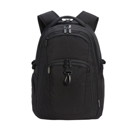 Amazon Basics front view showing roomy compartments and sleek black finish for daily use