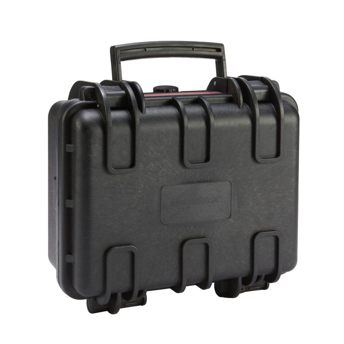 Amazon Basics front view hard camera case showing secure protection