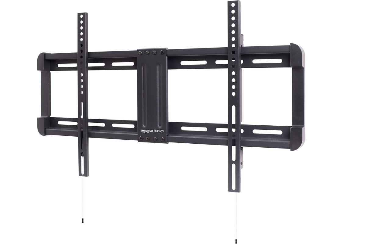 Amazon Basics front view of mounted TV showing slim 1.3-inch profile and clean look