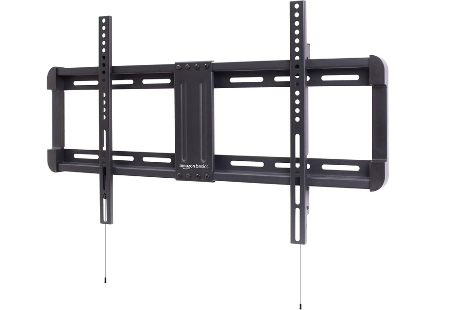Amazon Basics front view of mounted TV showing slim 1.3-inch profile and clean look