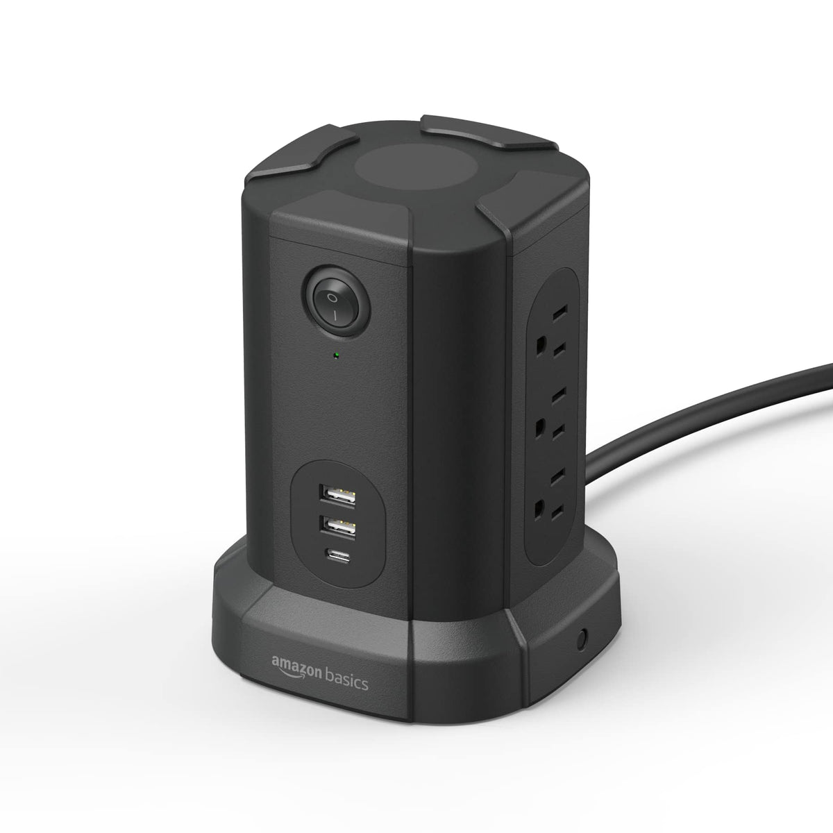 Amazon Basics front view showing multiple outlets for compact charging