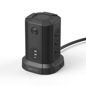 Amazon Basics front view showing multiple outlets for compact charging