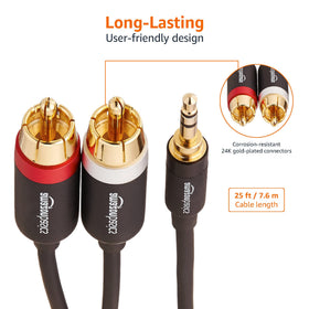 Amazon Basics gold-plated 3.5mm connector resists corrosion for lasting use