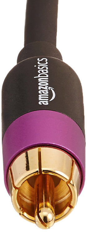 Amazon Basics gold-plated RCA connectors deliver corrosion resistance and stable signal.