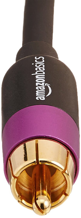 Amazon Basics gold-plated RCA plugs ensure corrosion resistance and reliable signal.