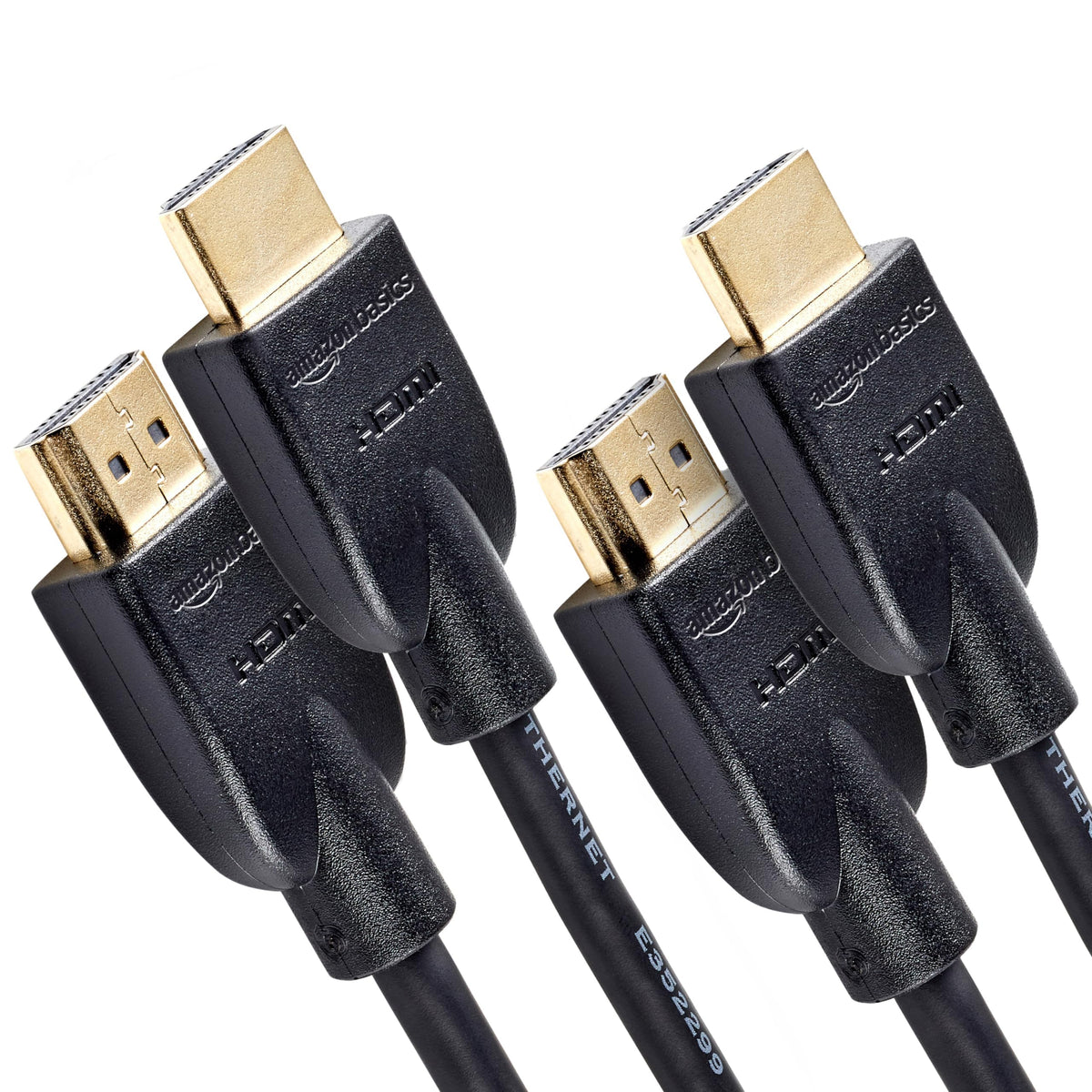 Amazon Basics HDMI Cable 2-Pack 10ft Black for reliable 4K60Hz streaming in home theater setups