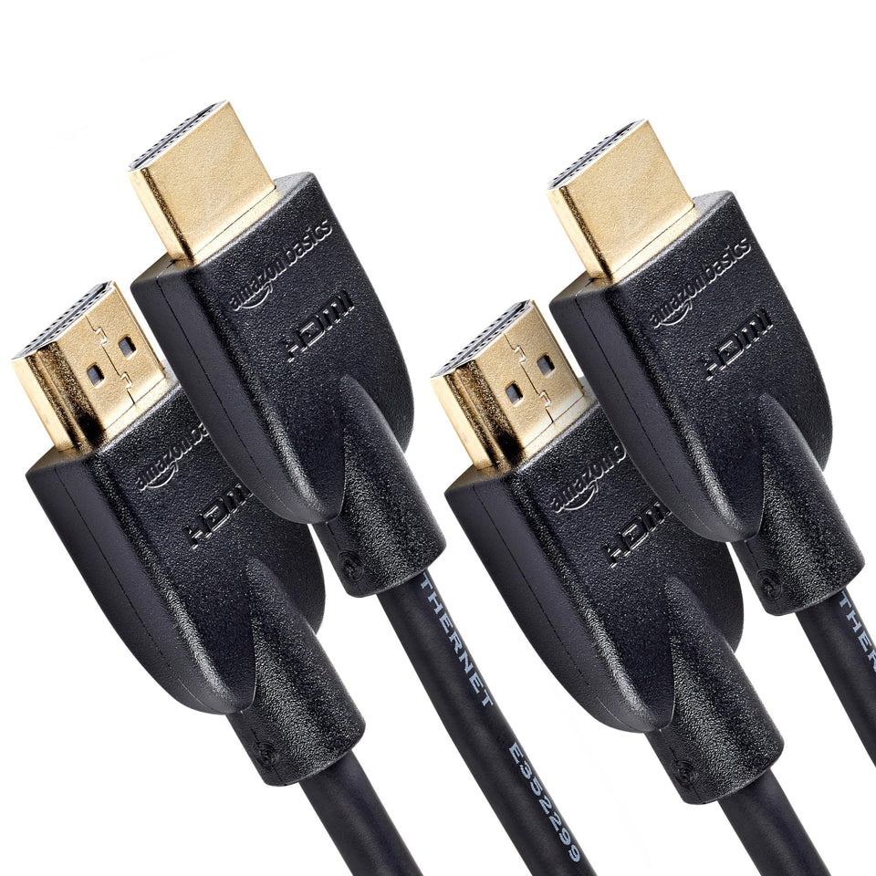 Amazon Basics HDMI Cable 2-Pack 10ft Black for reliable 4K60Hz streaming in home theater setups