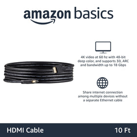 Amazon Basics HDMI cable supports 4K60 and ARC for simple home theater connections.