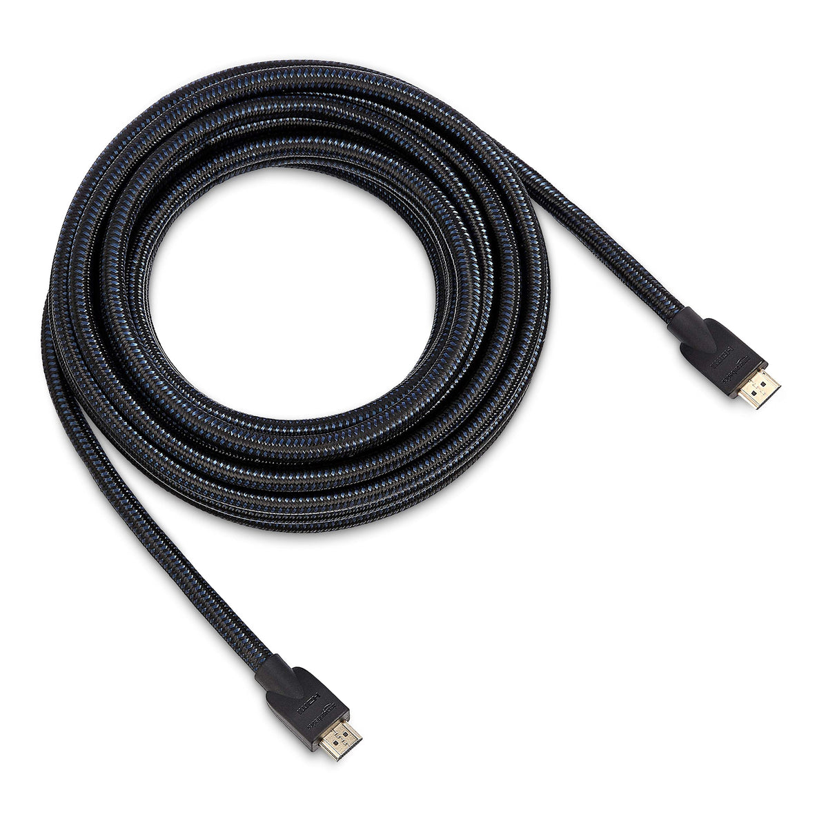 Amazon Basics braided HDMI cable with blue accent for durable setup