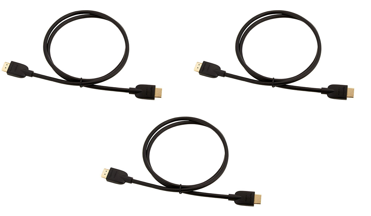 Amazon Basics 3-pack HDMI cable in box, ready for multiple rooms.