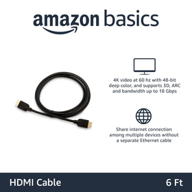 Amazon Basics close-up of HDMI connector for reliable secure connection benefit