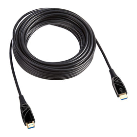 Amazon Basics cable connected between streaming player and TV demonstrating reliable 4K transmission