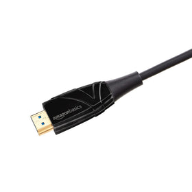 Amazon Basics ultra-thin fiber cable profile showing 4.8mm flexibility benefit