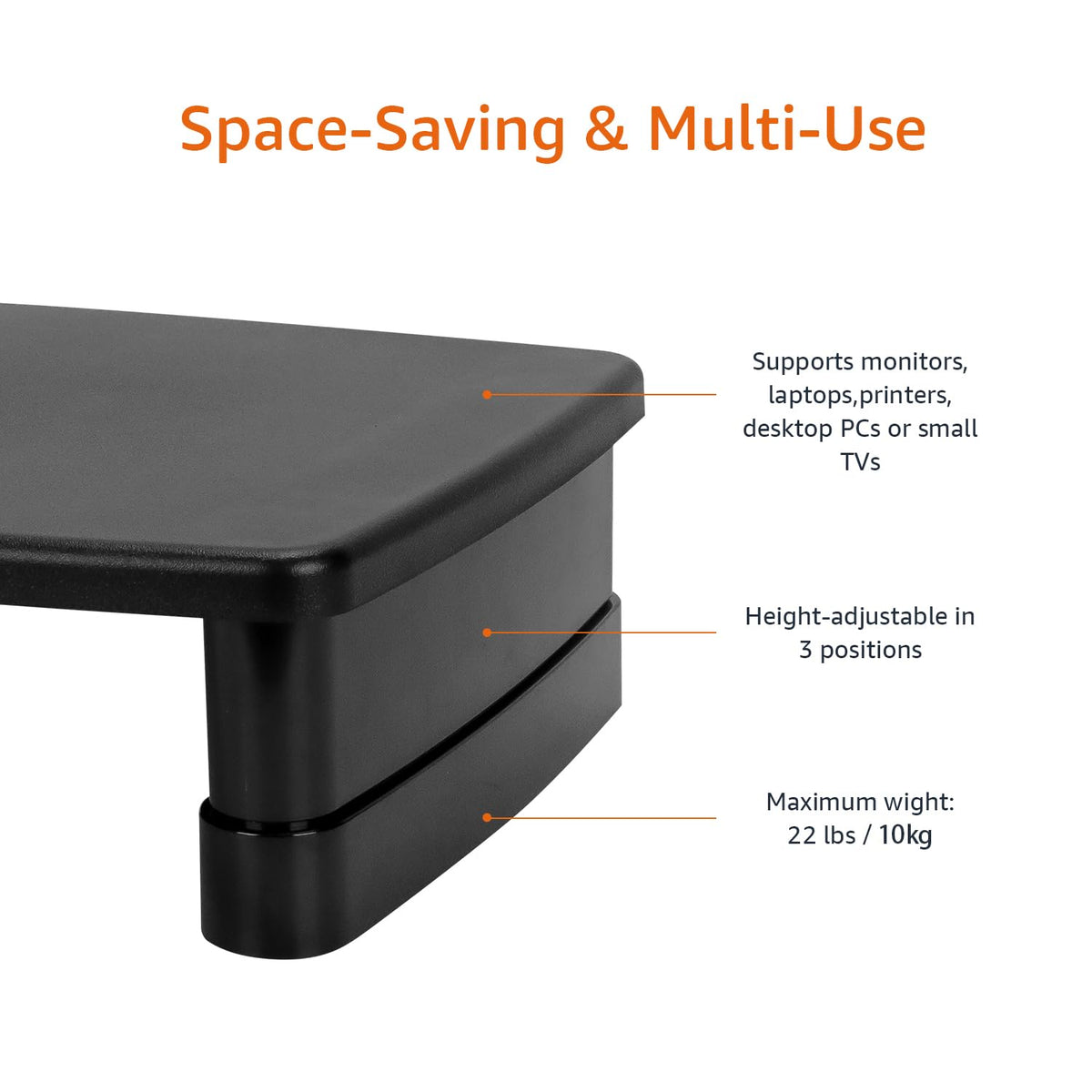 Amazon Basics close-up of height settings showcasing three adjustable viewing levels
