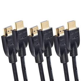Amazon Basics high-speed HDMI cable 10ft pack of 3 for 4K streaming and gaming.