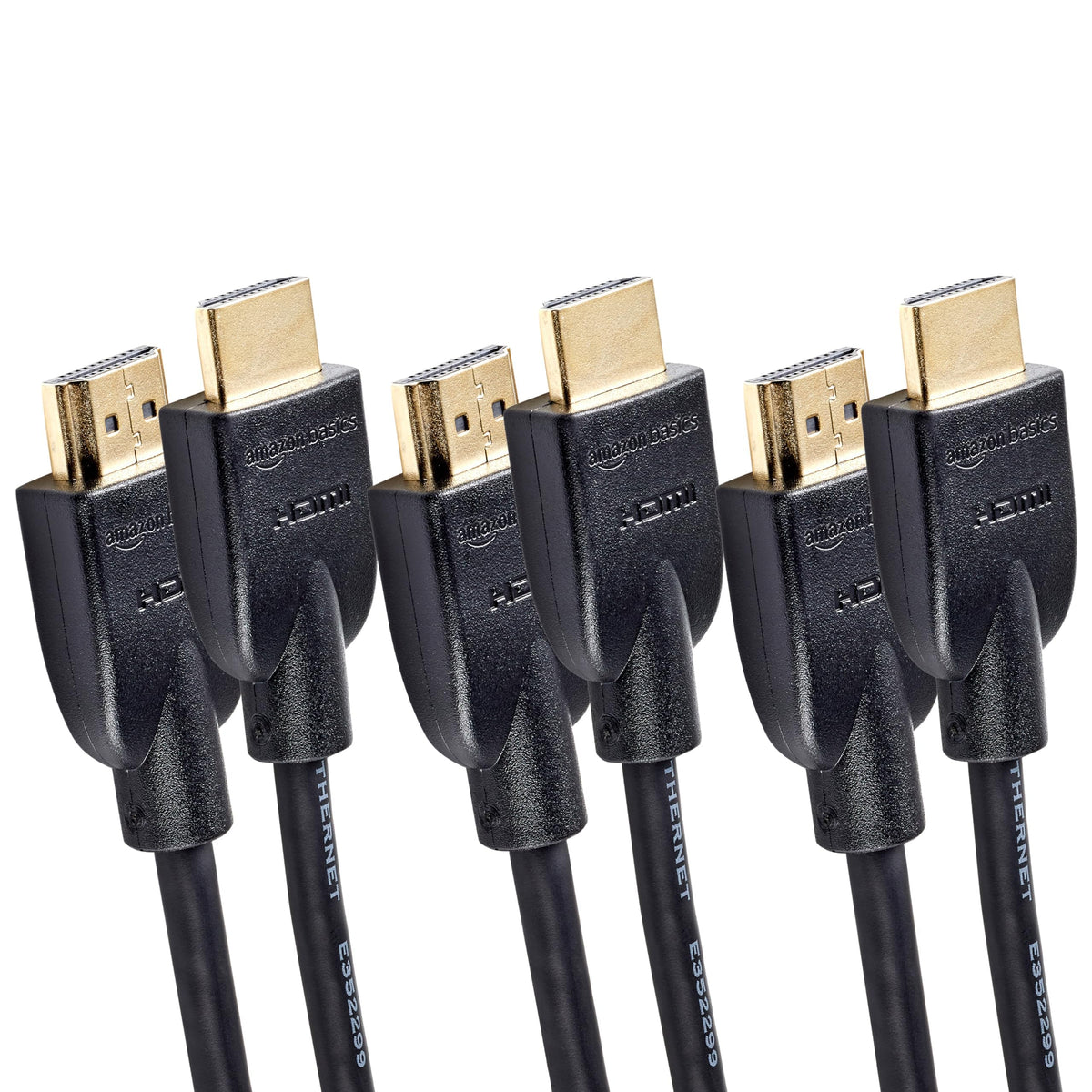 Amazon Basics high-speed HDMI cable 3ft pack for easy TV and console connections.