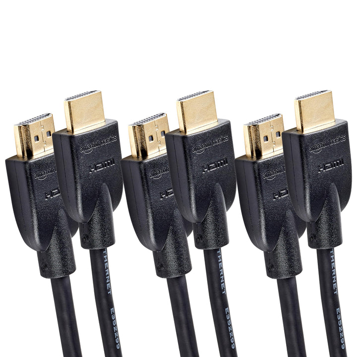 Amazon Basics high-speed HDMI cable 3ft pack for easy TV and console connections.