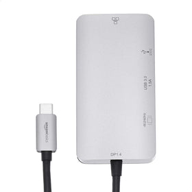 Amazon Basics adapter HDMI port closeup showing 4K/60Hz support benefit