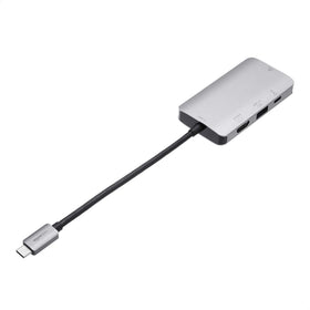 Amazon Basics adapter size with cable next to ruler showing compact portability benefit