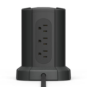Amazon Basics tower in use on desk organizing devices and reducing clutter