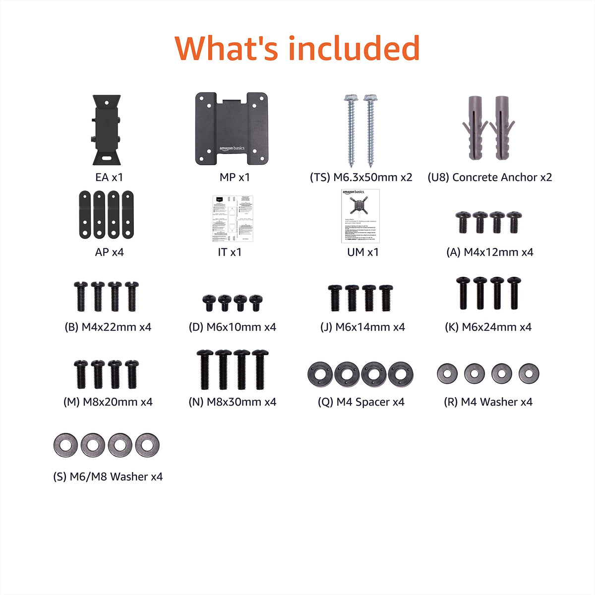 Amazon Basics user manual included with the mount for precise installation