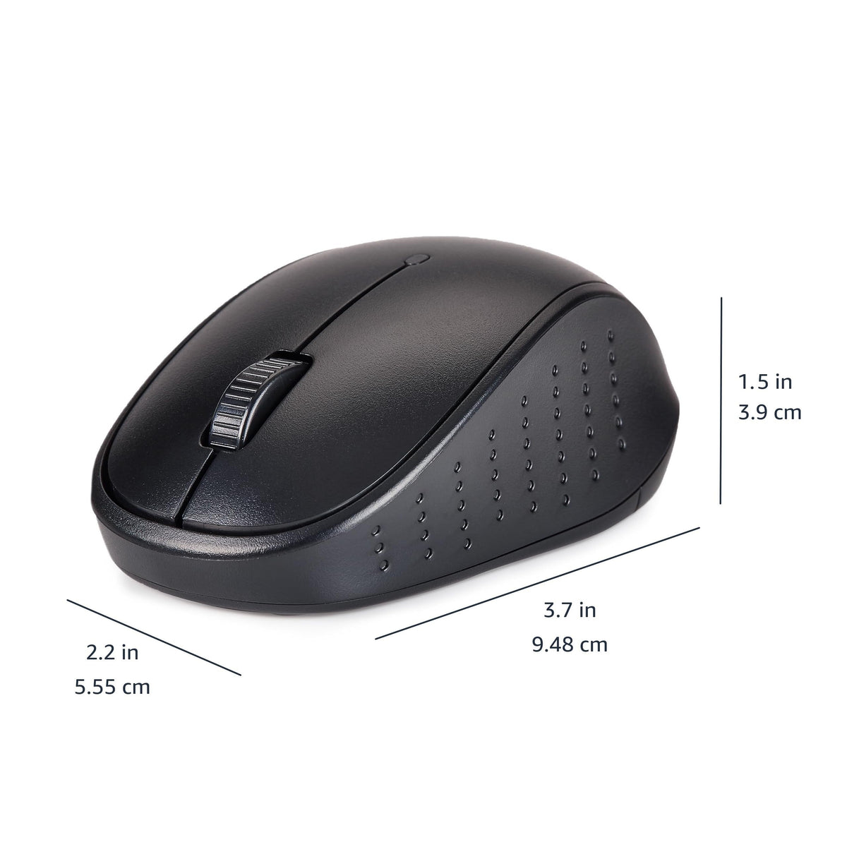 Amazon Basics black sleek design fits modern workstations.