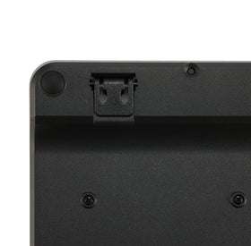 Amazon Basics keyboard side profile illustrating slim low‑profile design for tight desks