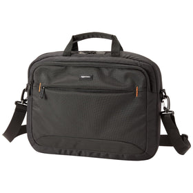 Amazon Basics laptop bag front compartment keeps cords and tickets organized for quick access.