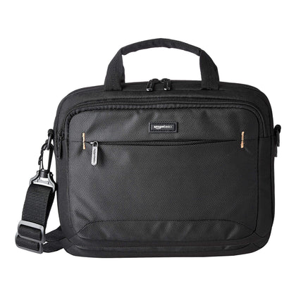 Amazon Basics laptop case front pocket for quick access to essentials.