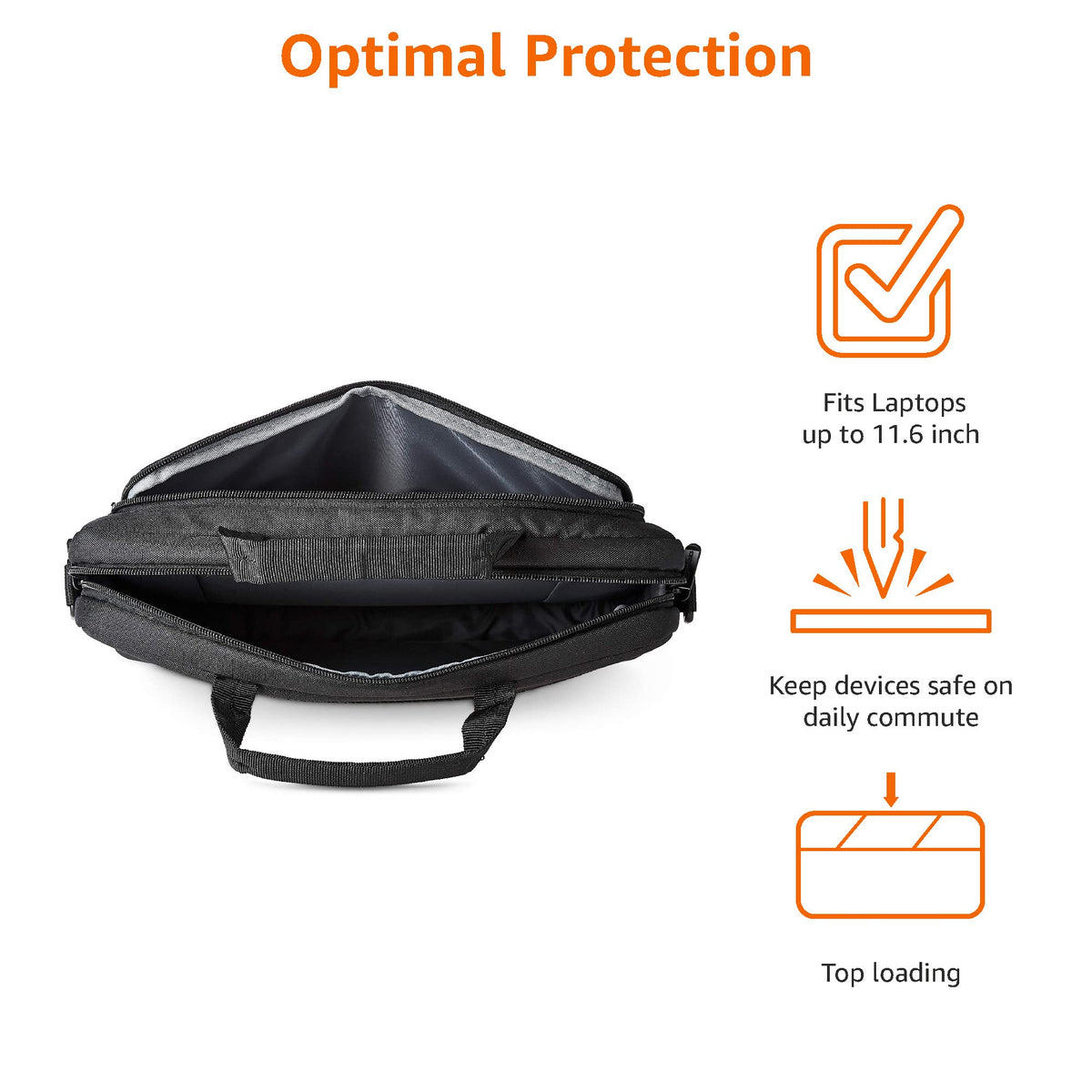 Amazon Basics laptop case sturdy grab handles for everyday transport.